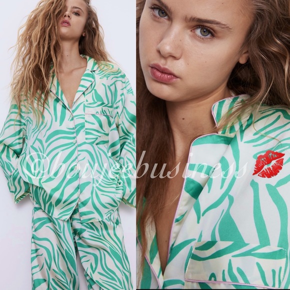 ZARA BNWT Pajama Style Lounge Wear 2pc Coord Set - Picture 12 of 14